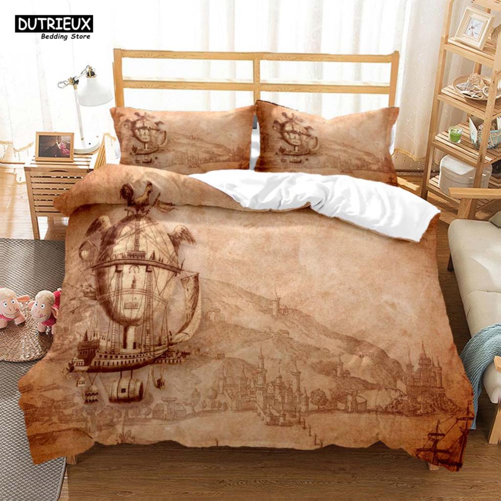 Vintage Style Navigation mapPrinted Polyester Bedding Soft And Comfortable  Customizable Comforter Bedding Sets