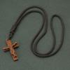 5 Styles Christian Jesus Cross Pendant Necklace Men Premium Selected Dark Brown Rope Chain Meditation Healing Neck Accessories