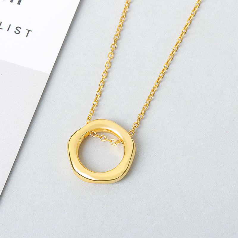 S925 Sterling Silver 18K Gold Plated Pendant Necklace for Women | Daily Wear Minimalist Clavicle Chain Fashion Jewelry Gift