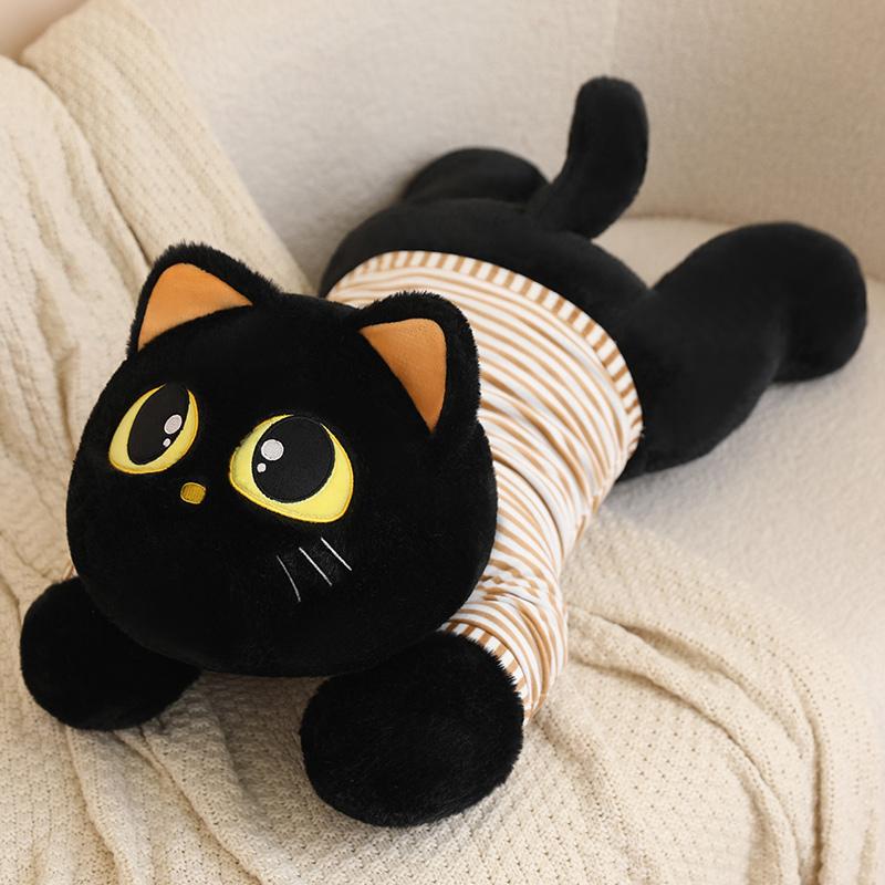 70cm Cute White/Black/Yellow Cat Plush Toy Doll Cuddly Pillow Cushion Ins Big Eyes Cat Plush Toy Doll for Boy Girl Brithday Gift
