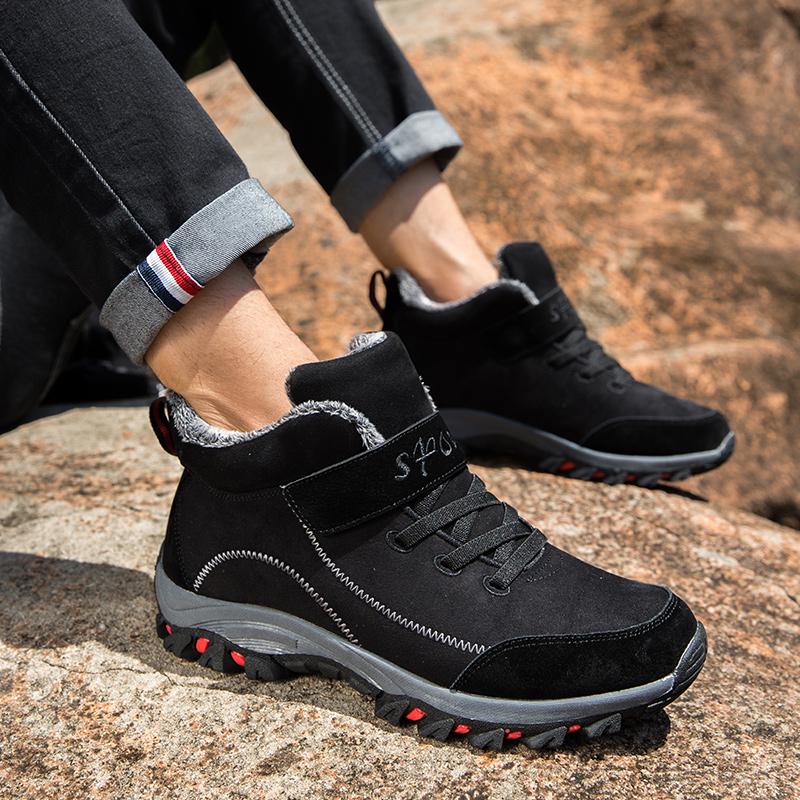 Men Work Casual Shoes High-top Non-slip Ankle Boots Waterproof Winter Suede Warm Snow Outdoor Sneakers