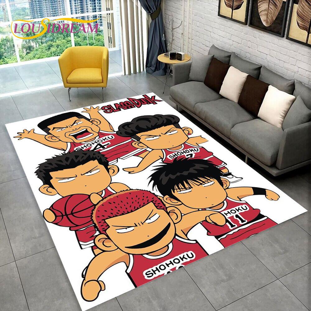 Tappeto Area Slam Dunk Anime Cartone Animato Giapponese, Tappeto per Soggiorno Camera da Letto Divano Zerbino Decorazione, Tappetino Antiscivolo per Bambini