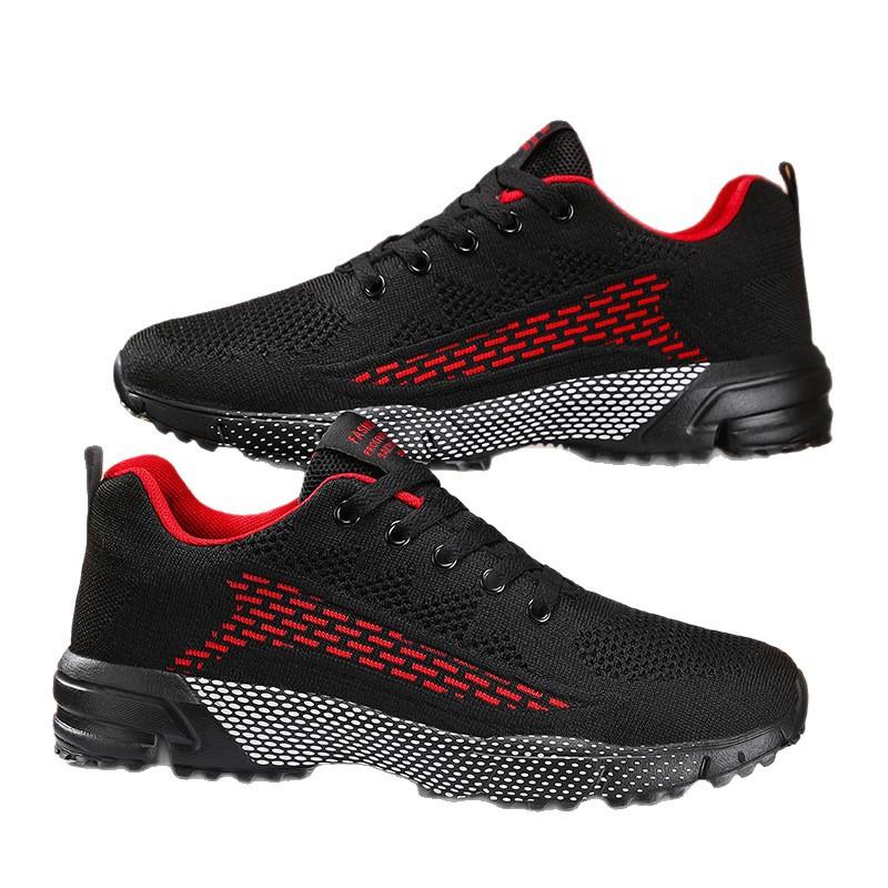 Large size spring men's and women's sports shoes off-road running shoes breathable and lightweight fly-woven mesh shoes couple running shoes