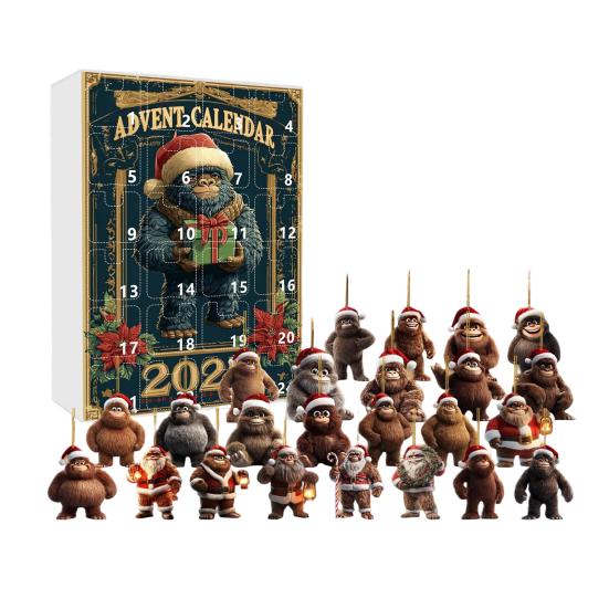 Advent Calendar 24-Day Countdown Decoration Ape Man Themed Family Christmas Advent Calendar Festival Hanging