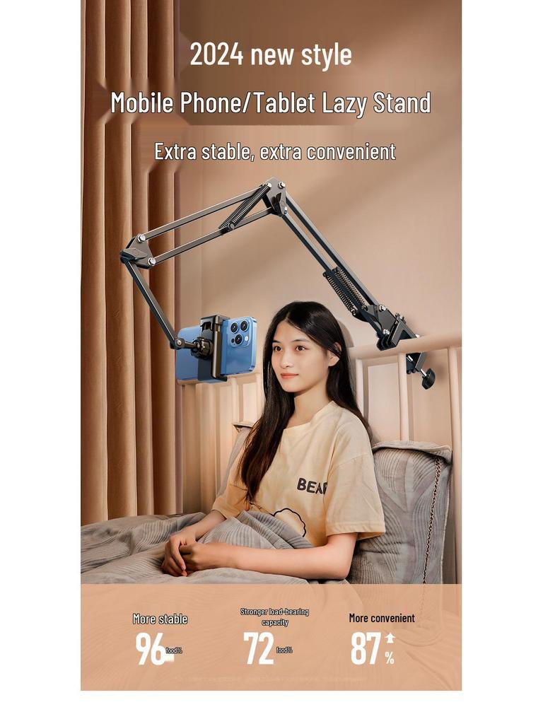 Suport Articulat Ajustabil pentru Telefon și Tabletă - Pliabil și cu Clip pentru Utilizare la Noptieră sau Birou