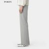 PORTS Women's Morning Grey Blue Silk Blend Straight-Leg Pants