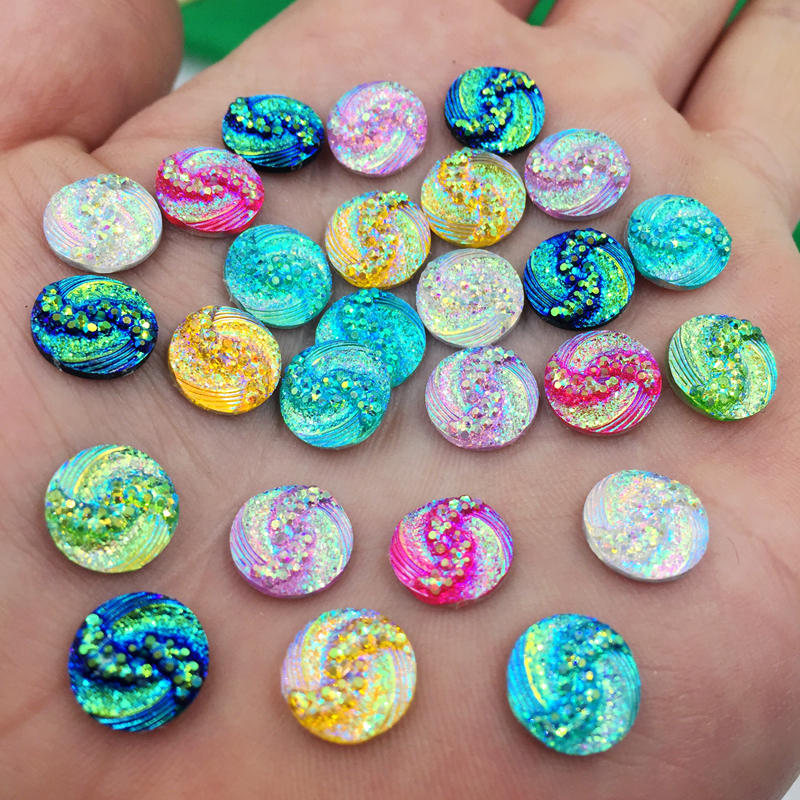 100pcs 10mm Round Resin Rhinestone Crystal Stone Beads Flatback For DIY Wedding Decoration -A59