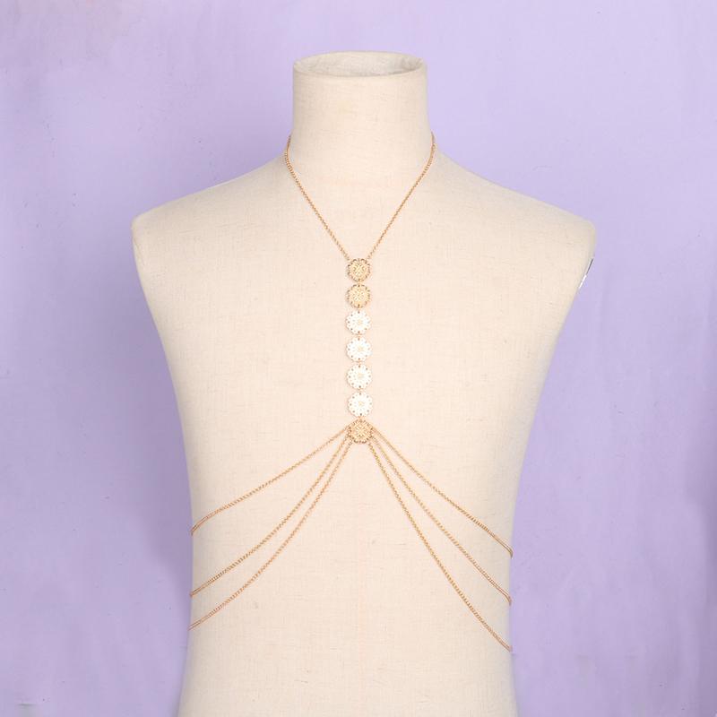 Body Necklace Women Fashion Geometric Body Cuban Chain Ladies Sexy Cross Chest Chain Jewelry Gift