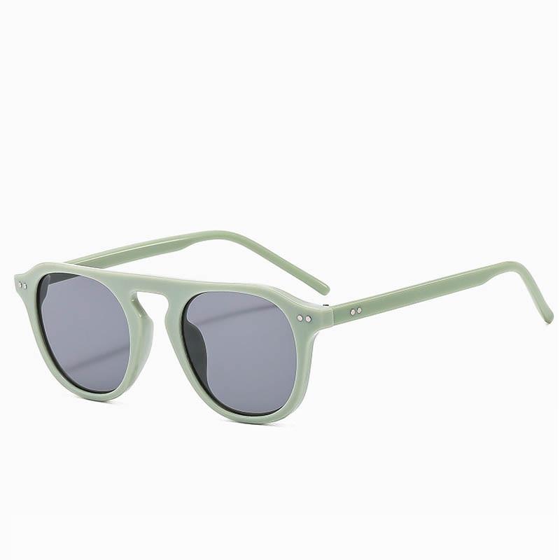 New Round Frame Jelly Color Single Beam Sunglasses For Men Women Korean Style Trendy Fashion Punk Rice Nail Flat Top Sun Glasses