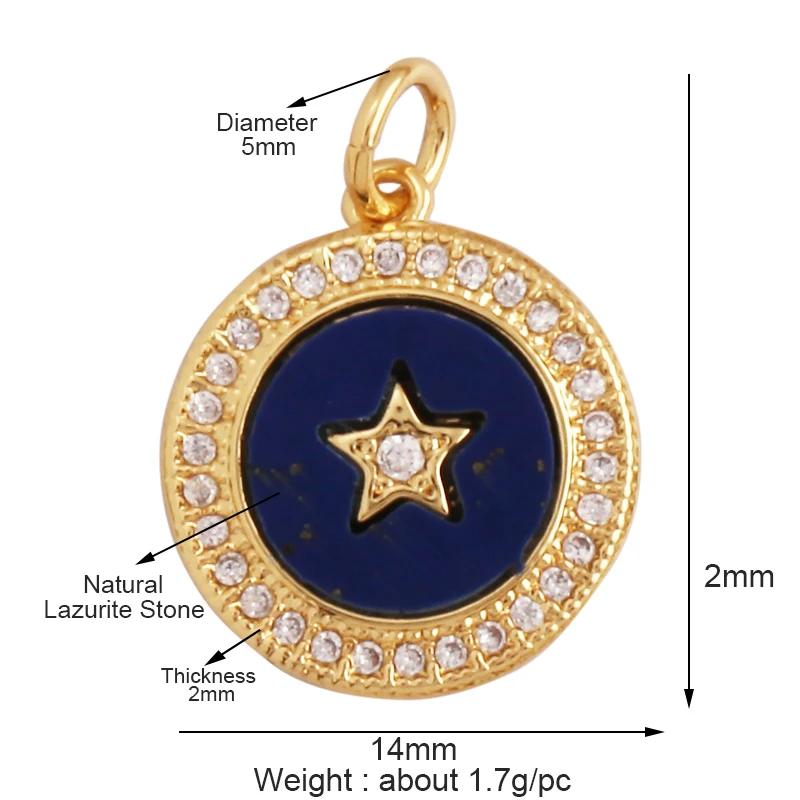 New Trendy Shining Space Sun Moon Star Charm Pendant, Gold Inlaid Cubic Zirconia Jewelry Necklace Bracelet Making Supply L44