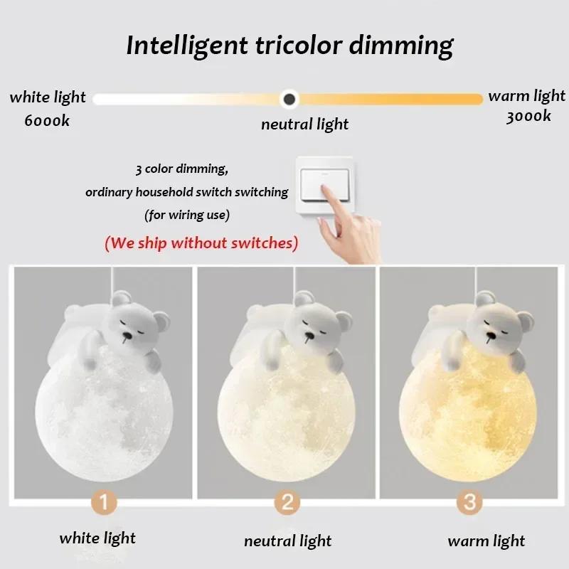 Little Bear Children's Room Pendant Lights LED Minimalist Chandelier Nordic Home Decoration Bedroom Bedside Hanging Lamp Fixture