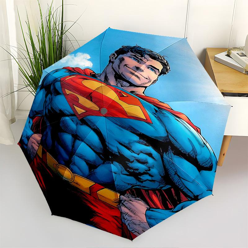 1pc Superman Automatic Folding Umbrella - Compact 8-Rib Design, Durable Plastic & Iron1181L
