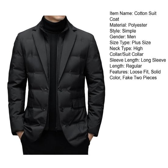 Herren Anzugjacke aus Baumwolle mit Stehkragen, lange Ärmel, Knöpfe, Reißverschluss, Knopfleiste, Anzugjacke, zweiteilig, gesteppte Oberbekleidung