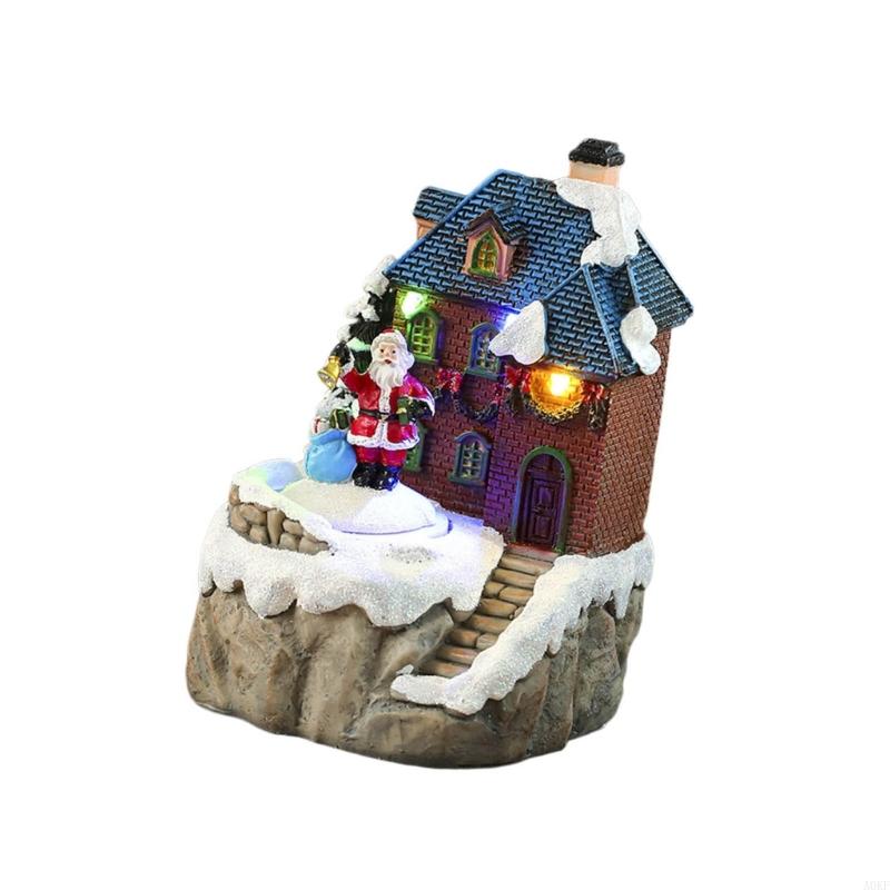 Christmas Cabin Music Box with Rotating Santa for Kid Adult Birthday Christmas A0KF