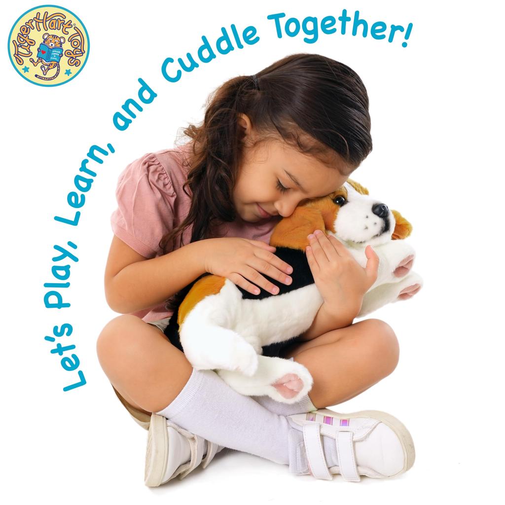 VIAHART Tiger Tale Toys Beagle Dog Large Plush Realistic Sitting Pet Dog Toy, 12-inch (30cm) (12-Inch)