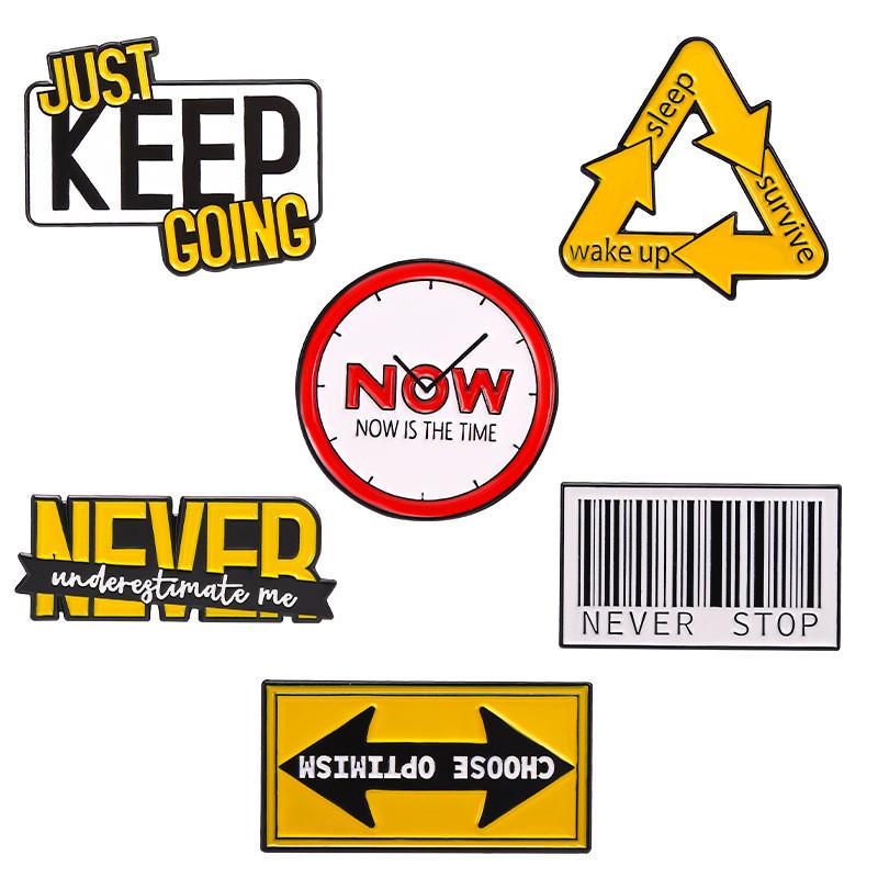 Creative Inspired Cartoon American Style Brooch Featuring Motivational Letters For Trendy Bags