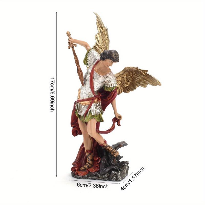 1PC San Miguel Arcangel Statue St Michael The Archangel Victoriously Over Satan Collection Figurines for Collection Decor