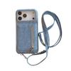 Denim card bag is suitable for Apple 17Air mobile phone case iPhone16Pro mirror 15max lanyard 14 protective case.