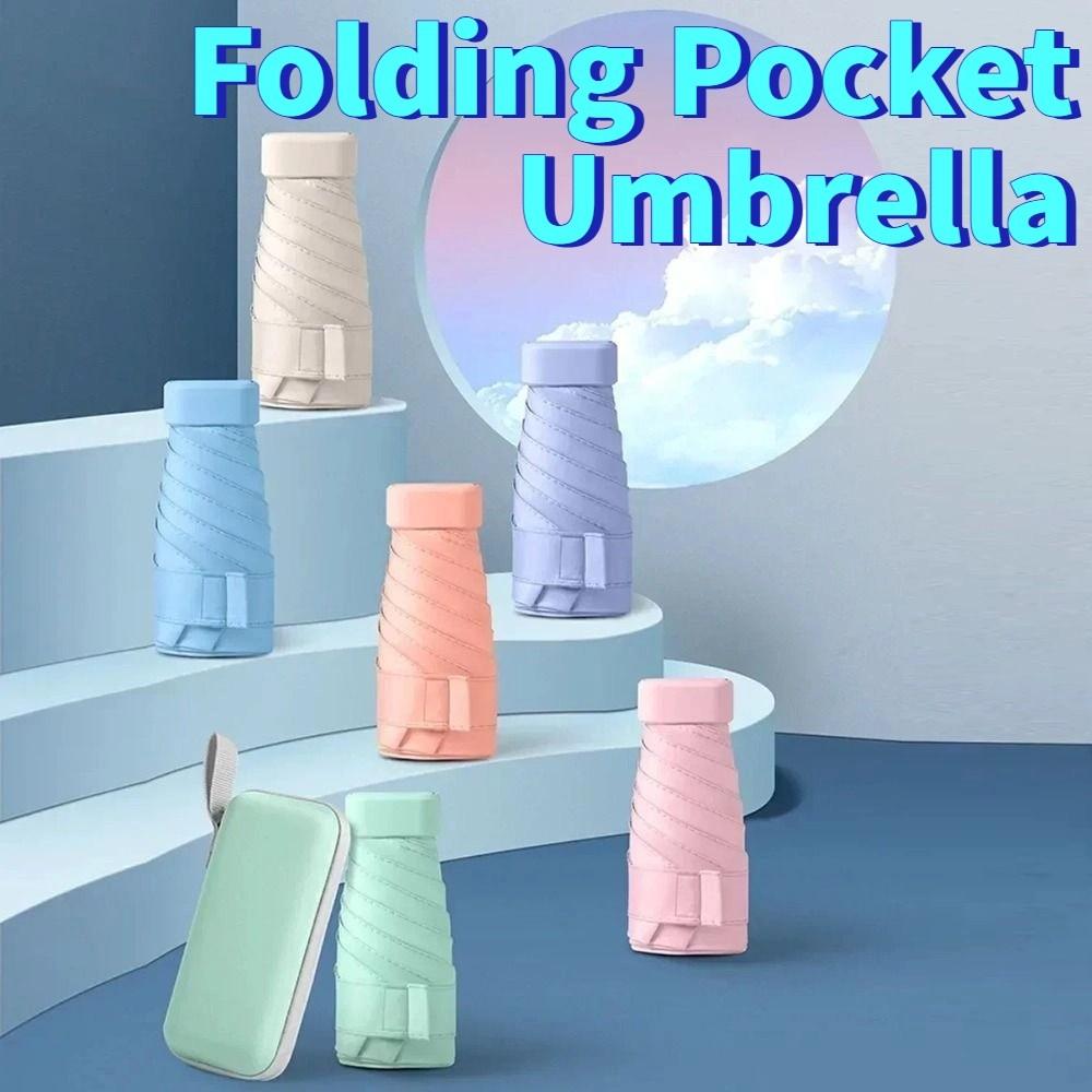 UPF50 Mini Sun Umbrella Five Fold Hand Operated Parasol Compact Travel Rain Umbrella  Daily Use