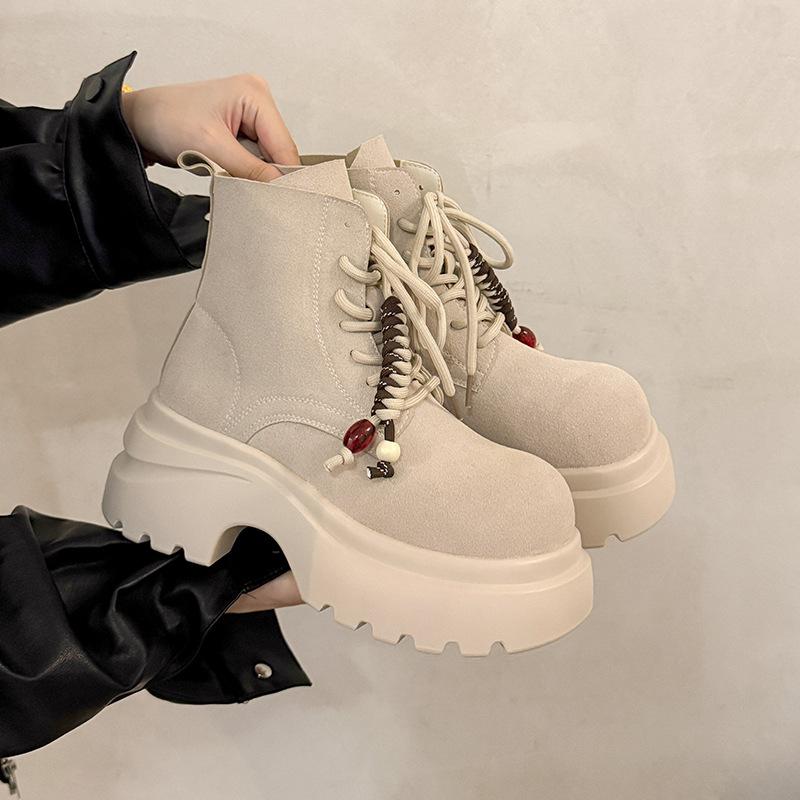 

Martin boots women s 2025 new spring and autumn yellow small thick-soled heightening short boots leather boots thin yellow boots 40 серый