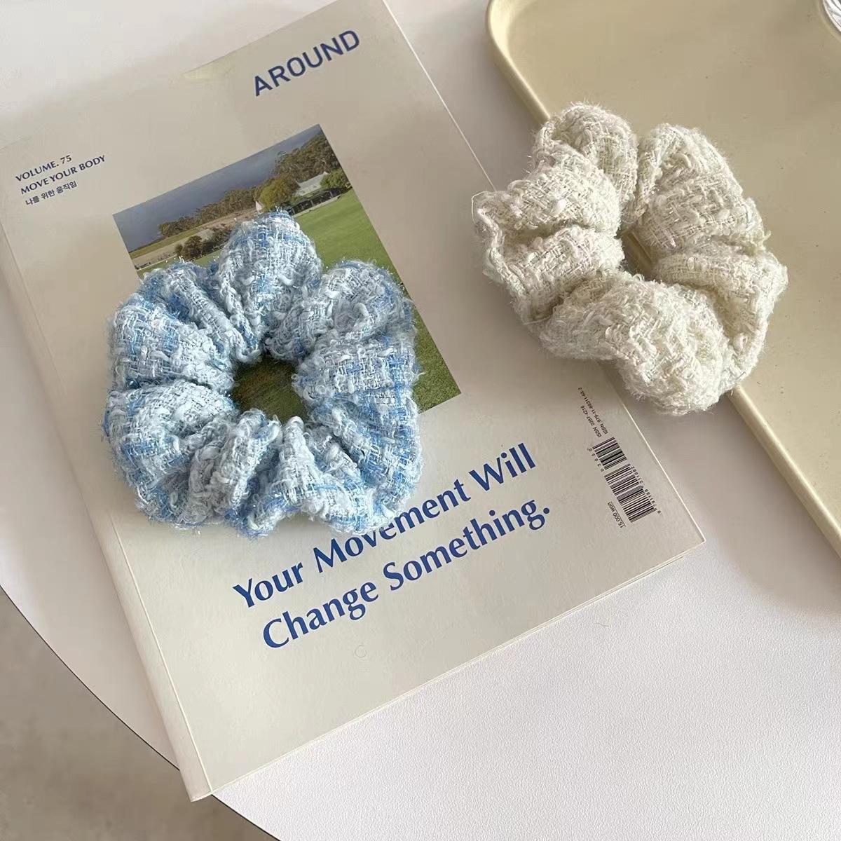 

3 шт., маленькая ароматная веревка для волос молочно-синего и белого цвета, милая и универсальная резинка для волос, простые аксессуары для волос в корейском стиле на осень и зиму