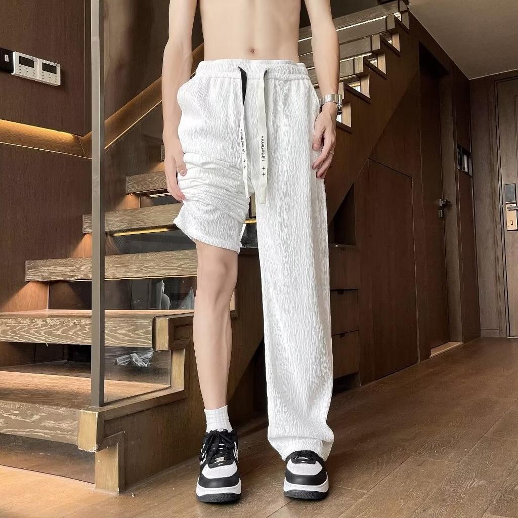 New loose casual pants men's Korean version trendy versatile pants summer thin pendant wide-leg mopping trousers
