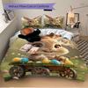 3pcs Easter Bunny Bedding Set - Includes One Quilt Cover and Two Pillowcases (No Core) - Festive Gift for Bedroom Decor - Polyester Fabric -