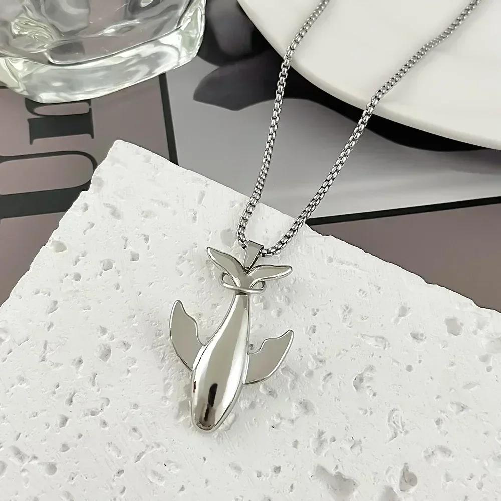 

Creative Design Animals Shape Whale Necklace Fashion Alloy Pendant Necklace Exquisite Small Whale Cold Wind Long Chain Unisex