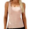 Nude-feel Square Neck Padded Base Shirt, Nylon Spandex Blend, Machine Wash