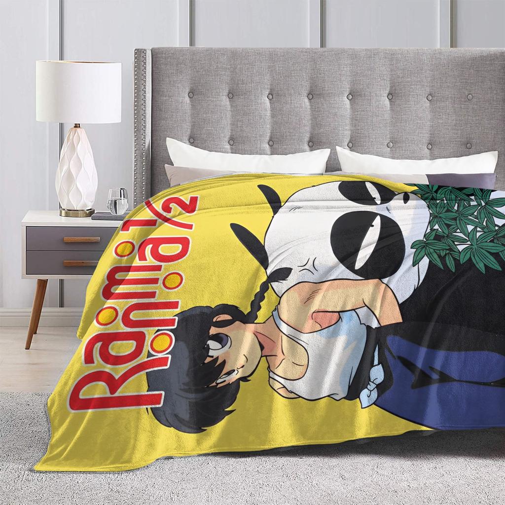 Ranma Saotome & Genma Saotome Blanket Velvet Textile Decor Anime Portable Super Soft Throw Blanket for Home Bedroom Rug Piece