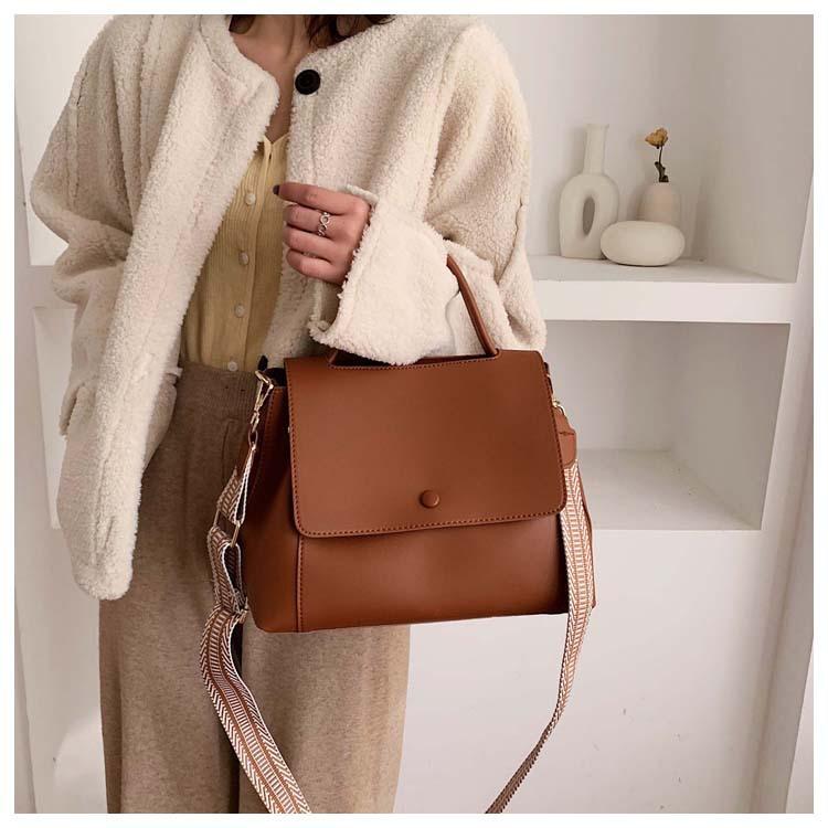 Damen PU Ledertasche Hohe Kapazität Monochrome Umhängetasche Weibliche Reise Umhängetasche Blau Wintermode