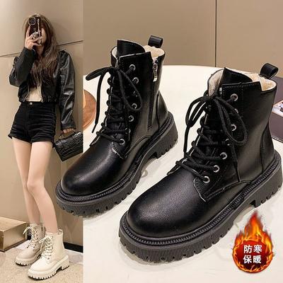 2025 Autumn and Winter New British Martin Boots Women's Retro Thick-soled Velvet Fashion Versatile and Explosive Women's Boots