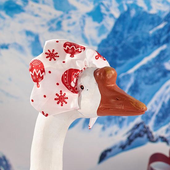 Christmas Goose Outfit Red Green Porch Goose Skirt with Hat for 23 Inch Goose Statue Holiday Goose Costume for Garden Backyard Patio Lawn Decor