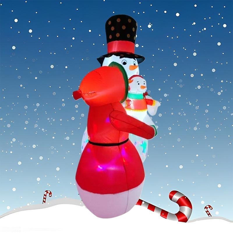 Inflatable Toy Snowman's Family Christmas Inflatable Model Luminous Inflatable Model Christmas Atmosphere Decoration Model