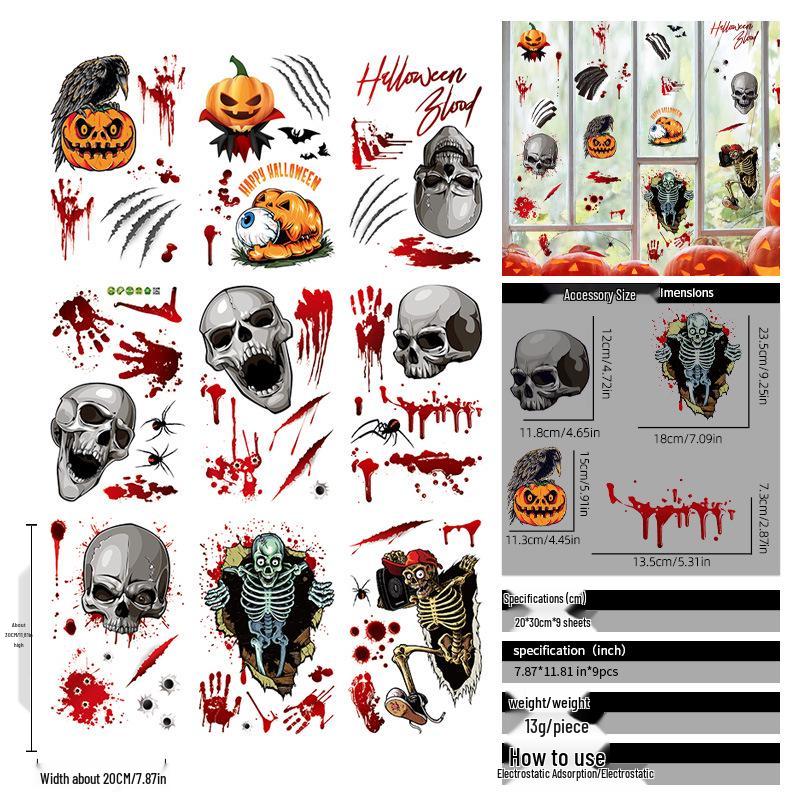 2025 Halloween Pumpkin & Witch Static Cling Wall & Window Stickers