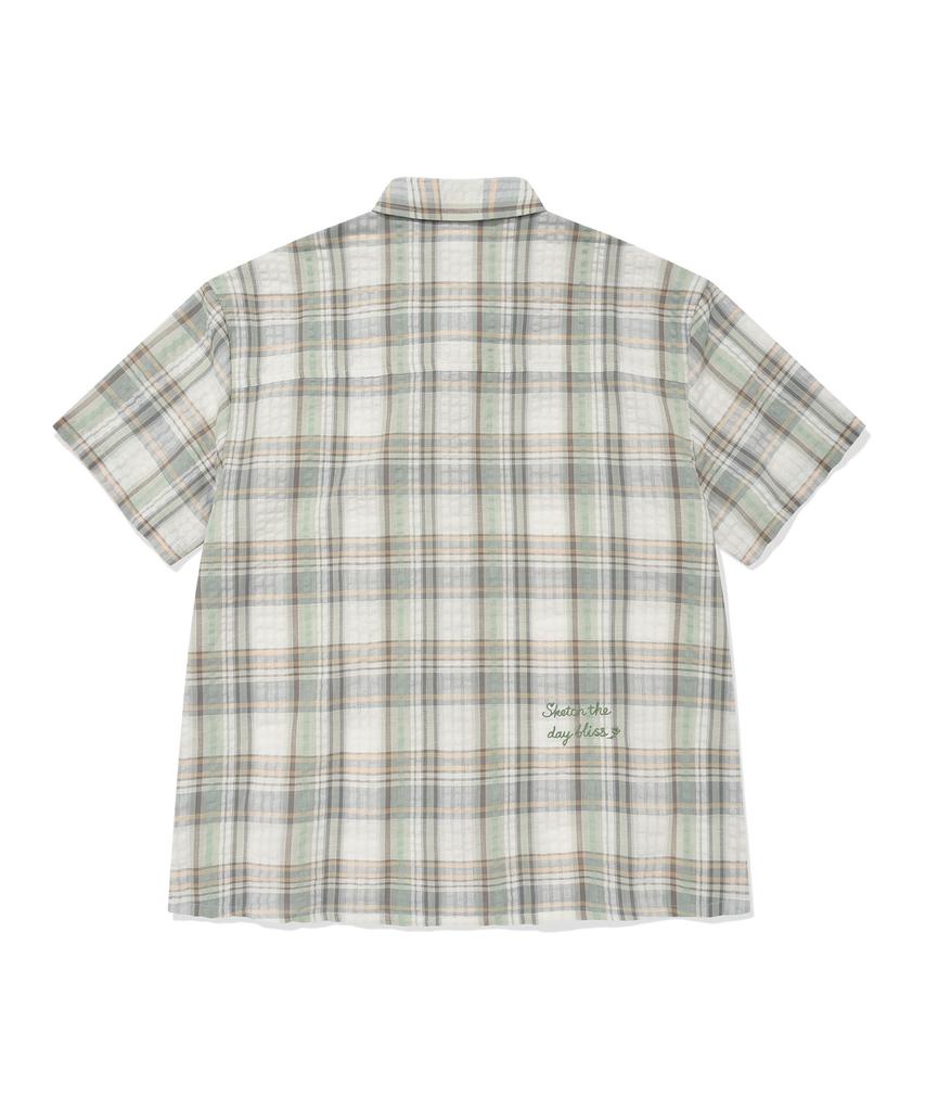 WACKY WILLY Women'S Semi-Oversized Check Short Sleeve Shirt Green