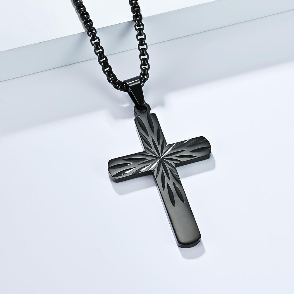 New Men's Fashion Simple Cross Necklace Versatile Titanium Steel Jewelry