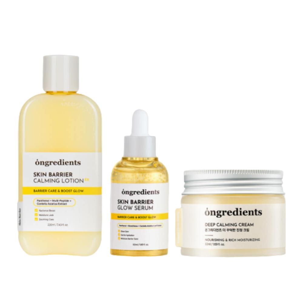 Ongredients Skin Barrier Calming Trio (Lotion EX 220ml + Glow Serum 50ml + Deep Calming Cream 50ml)