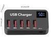 5 Ports USB Charger LED Display Multi USB Charging Station Universal for Phone Desktop Wall Home Travel Portable