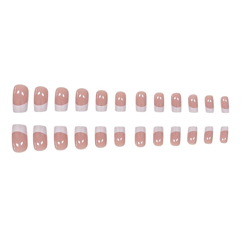 24 Stuks Nagellak Melkwit Breed Frans Ins Stijl, Zacht Temperament Middellang Vierkant Draagbare Nagels