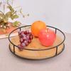 Round Wooden Kitchen Rotating Spice Rack Non-Slip Base Large Capacity Seasoning Bottle Organizer with Metal Frame