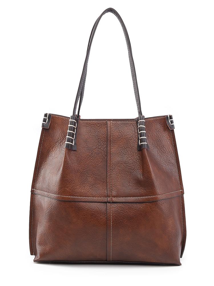 

LEMON KOKO Elegant Female Large Tote Bag Fashion Cross Border Splicing Women s Shoulder Bags 2025 New PU High Texture Ladies Handbag with Inner Pocket коричневый