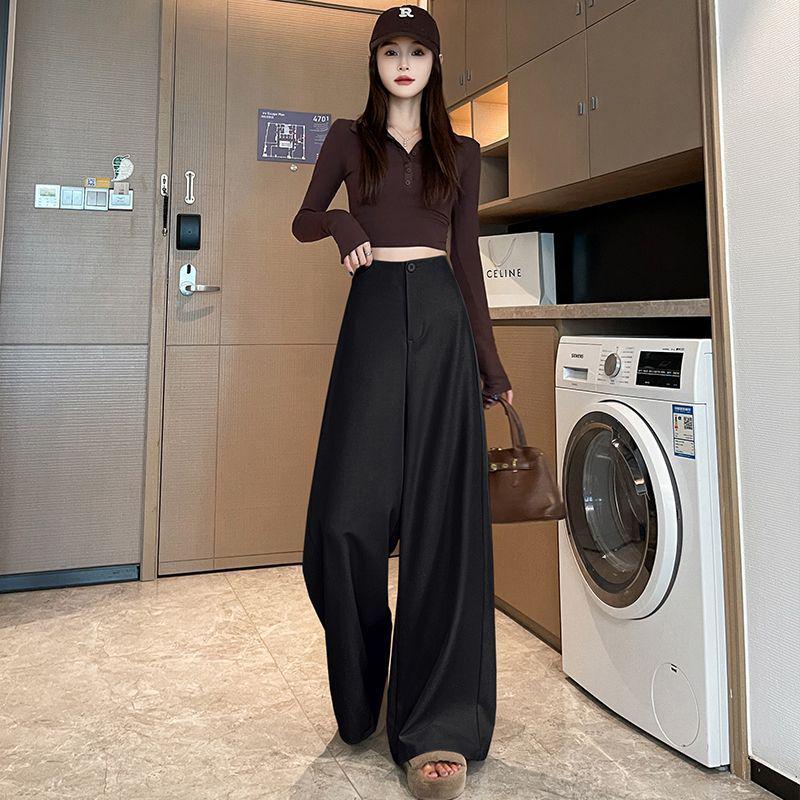Women's 2026 Spring/Summer Wide-Leg High-Waisted Drape Straight Pants