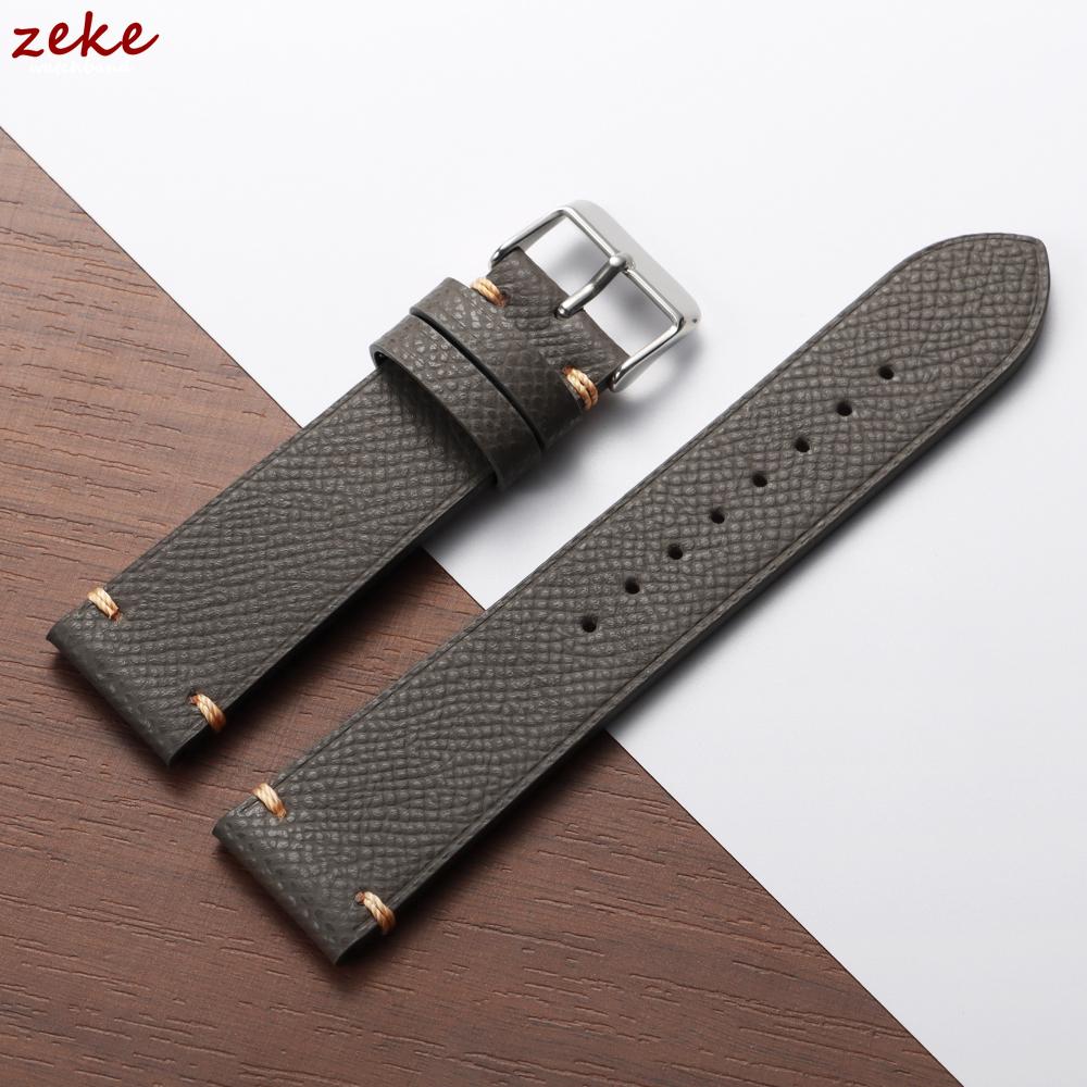 Premium Handmade Genuine Leather Strap Soft Palm Grain Cowhide Watch Band 18/19/20/22mm Black Grey Brown Bracelet belt for Seiko
