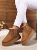 Autumn And Winter Women'S Thick-Soled Snow Boots Cotton Shoes With Velvet Inside, Round Head And Foot Cotton Boots