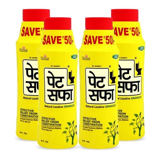 

Pet Saffa Granules | Natural Laxative | Constipation Relief | Relief from disgetive problems like Acidity, Gas & Bloating - 200g (Pack of 4)