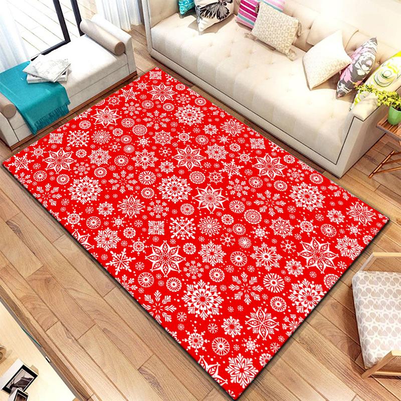 Art Snow Christmas HD-bedruckter großer Teppich, Teppich für Wohnzimmer, Schlafzimmer, Sofa, Dekoration, rutschfeste Fußmatten