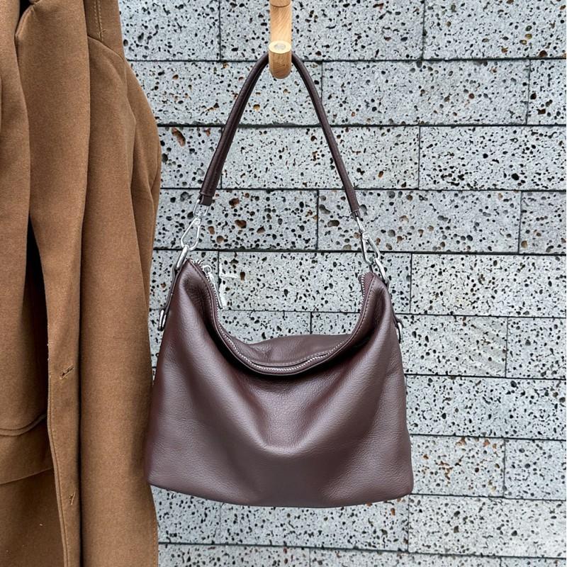 Real Leather Women's Bag Large Capacity Tote Fashionable Natural Drop Armpit Shoulder