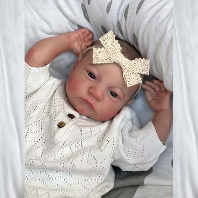 46CM Already Finished Painted Reborn Doll Levi  Newborn Awake Doll Toy Soft Hand-Drawing Hair 3D Skin Tone Visible Veins