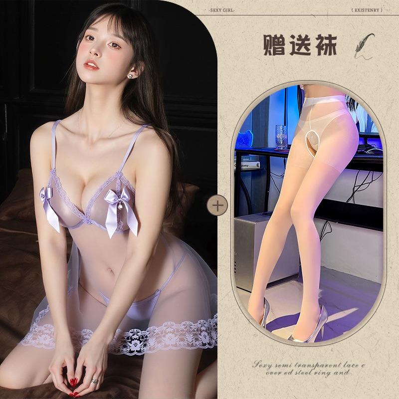 Bow Mesh Sexy Pajamas Small Breasts Pure Lust Lace Sweet New Girl Suspenders